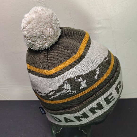 Danner Boots Pom Beanie Hat Green Winter Cuff Knit - Picture 8 of 10